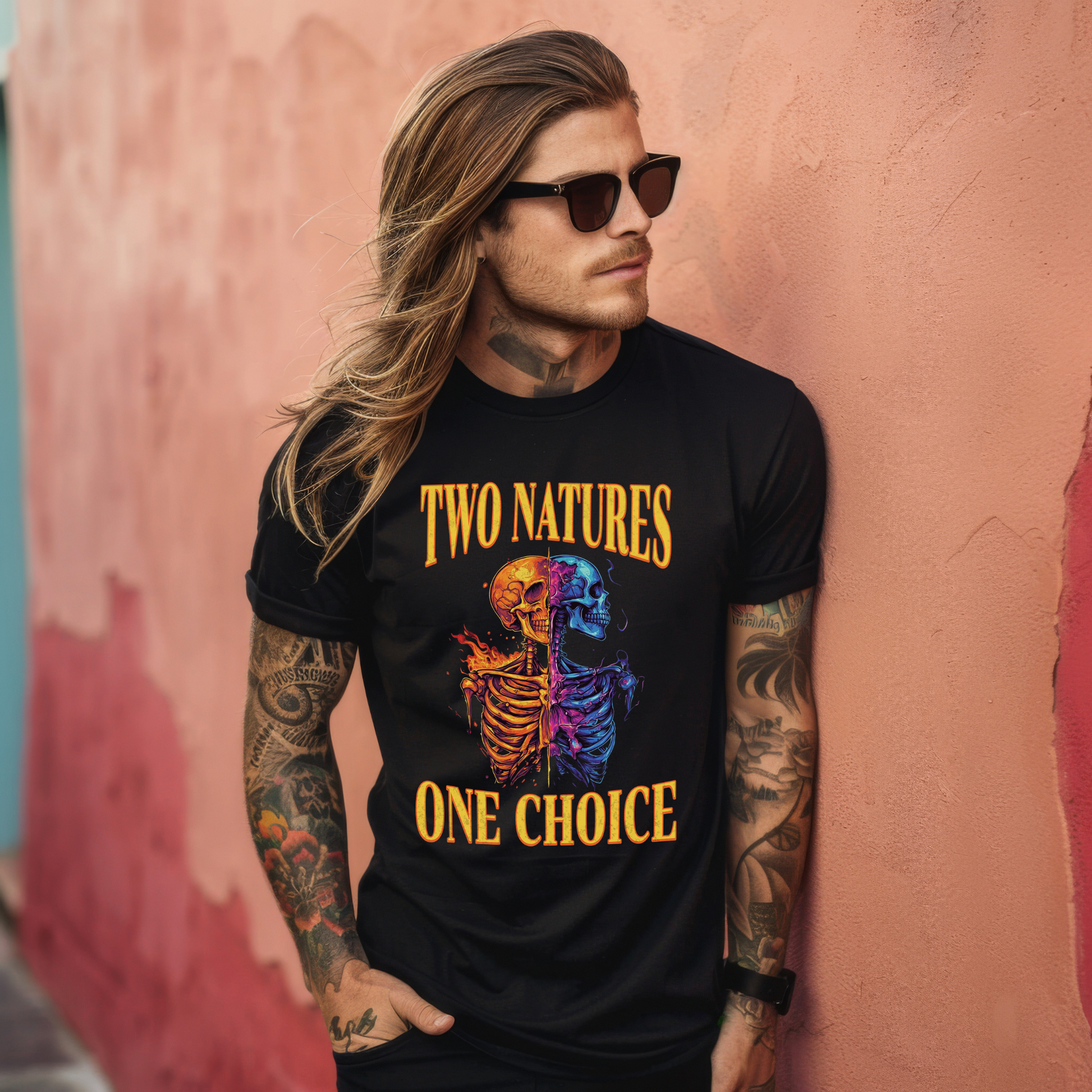 tattooed man wearing alternative christian clothing