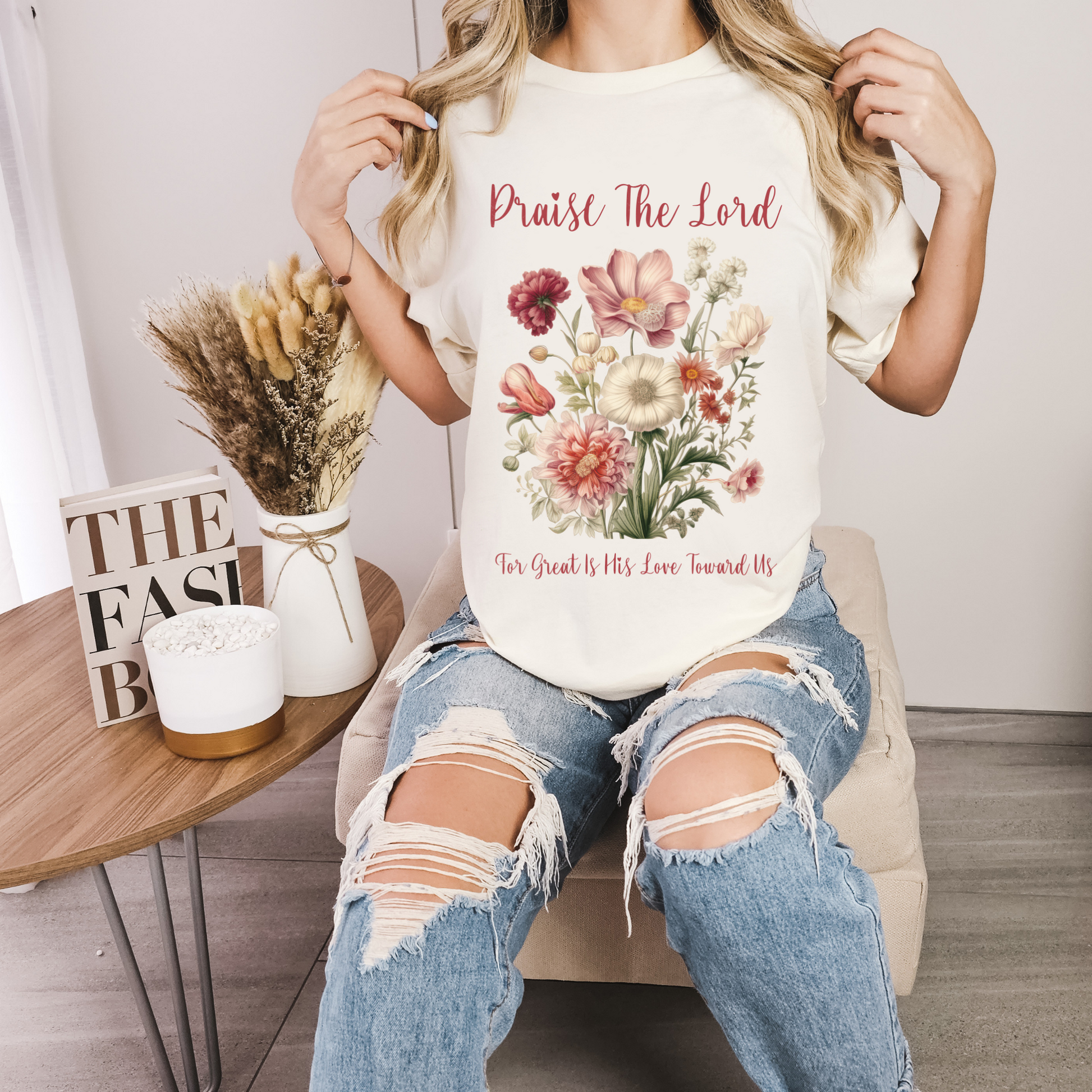 Praise The Lord-Floral Women's Christian T Shirt