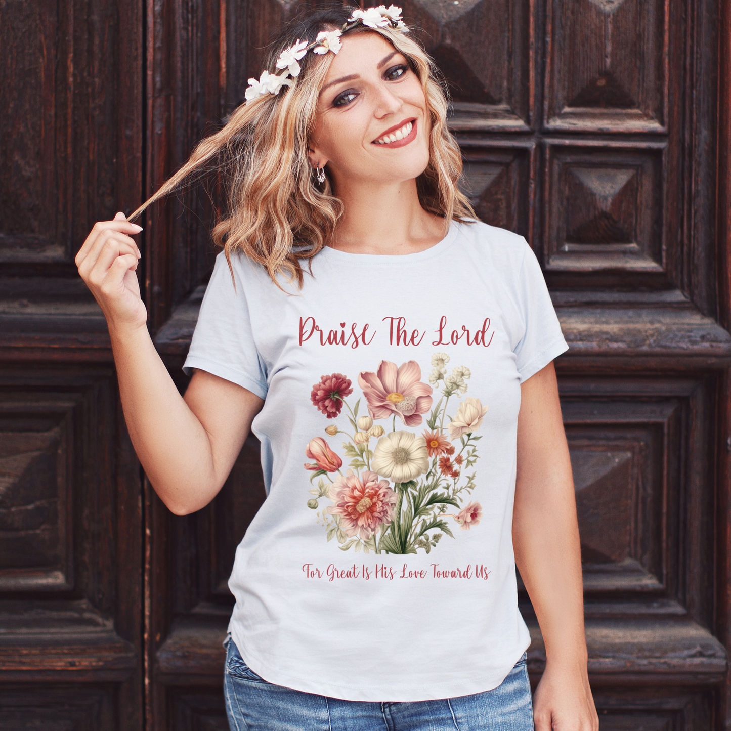 Praise The Lord-Floral Women's Christian T Shirt
