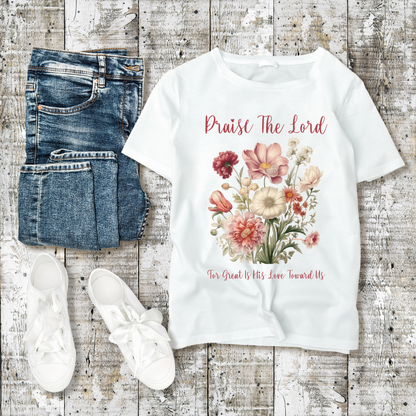 Praise The Lord-Floral Women's Christian T Shirt