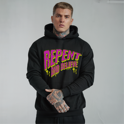 repent and believe mens alternative christian streetwear hoodie