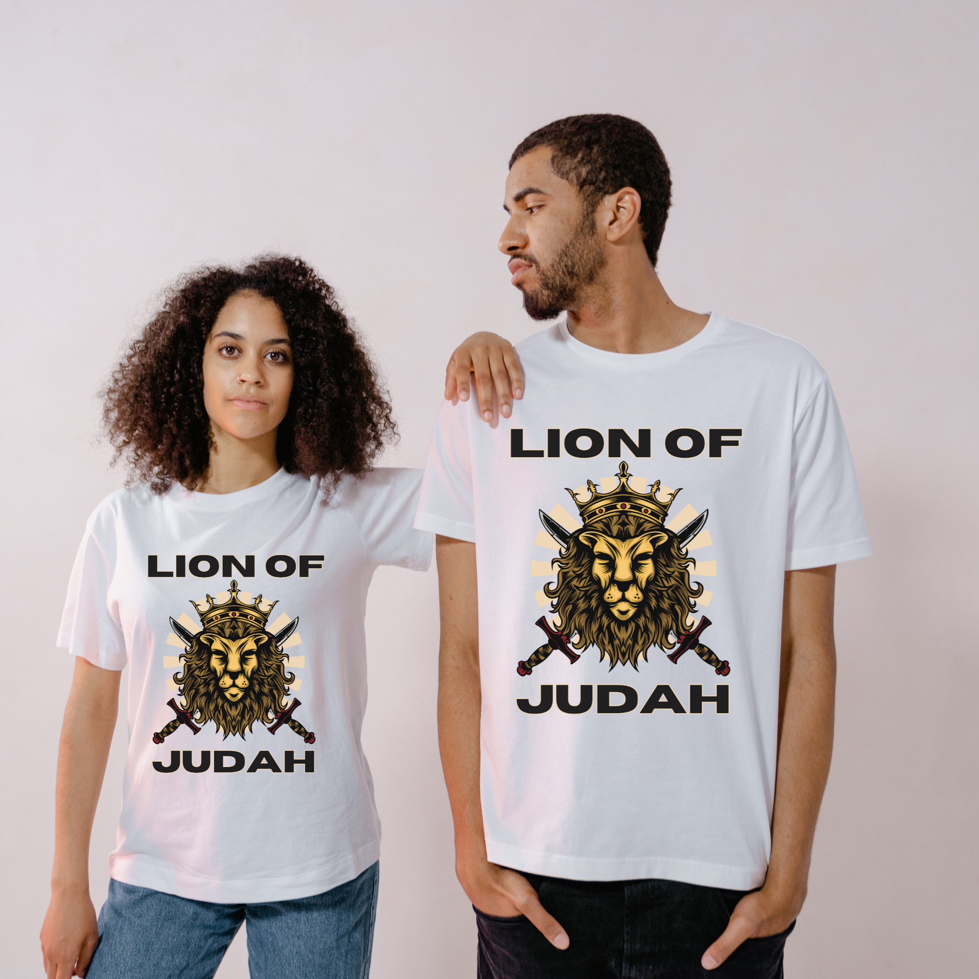 white crewneck unisex christian lion of judah tshirt