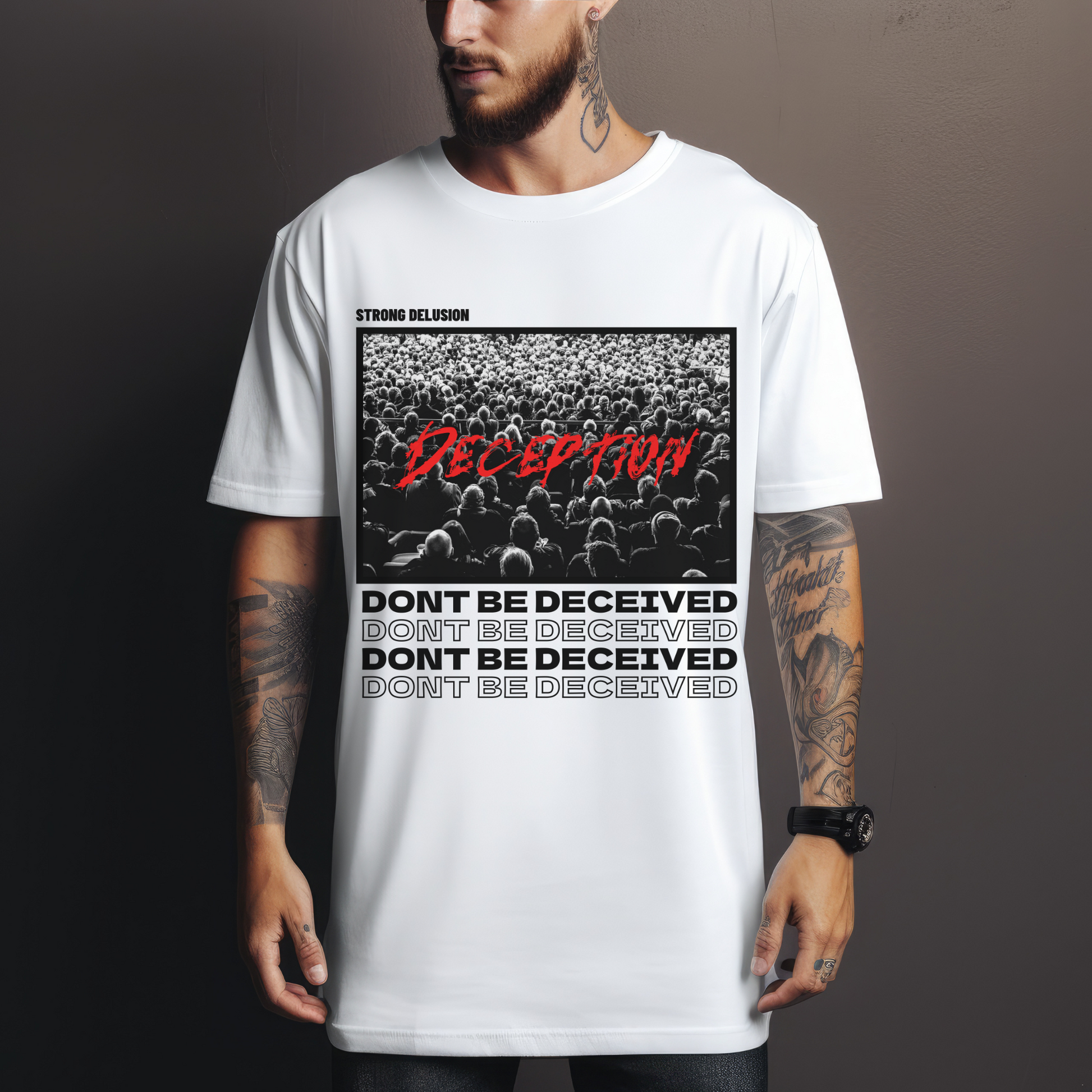 White Dont be deceived Christian streetwear clothing for men