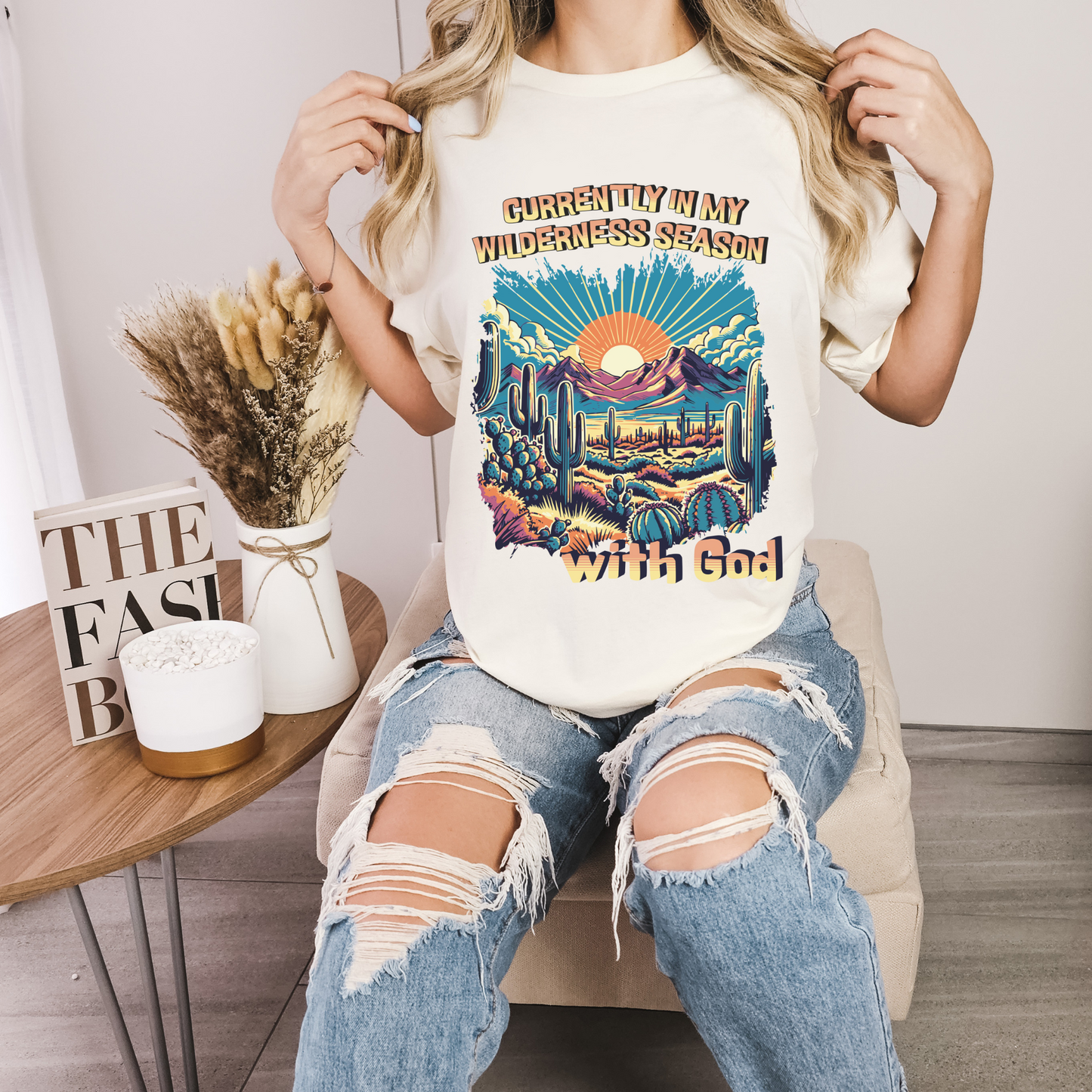 woman wearing a modern christian shirt 
