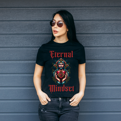 a women wearing an edgy christian shirt