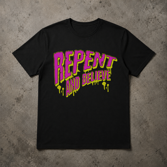 "Repent and Believe" Alternative Christian Streetwear T-shirt