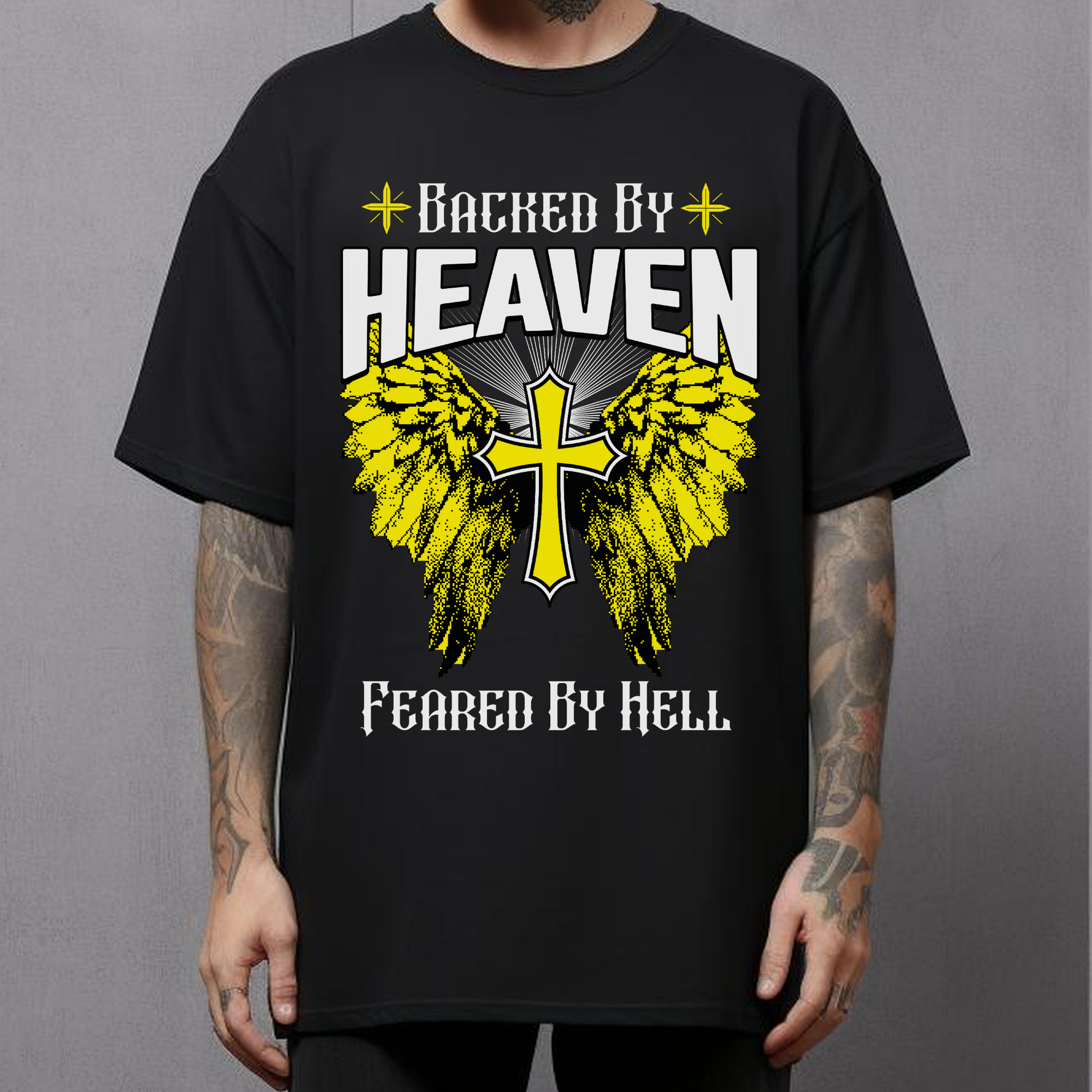 black alternative christian tshirt, feared by hell