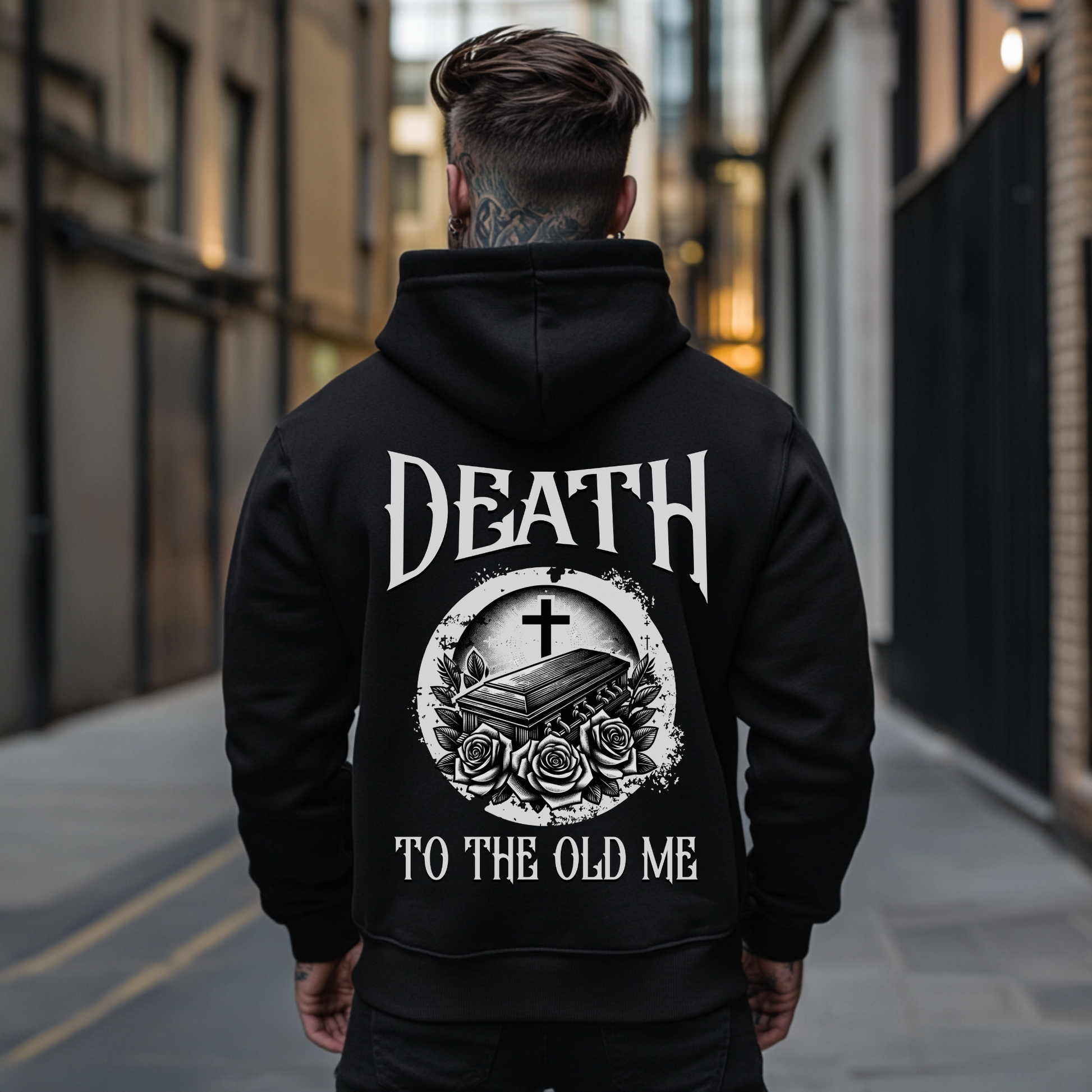mens alternative christian hoodie death to the old me