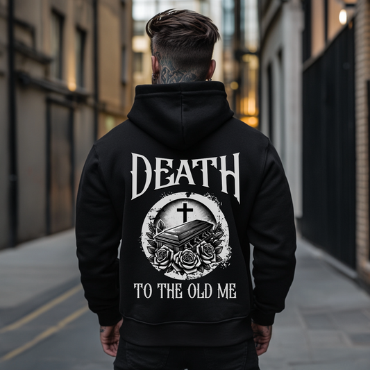 mens alternative christian hoodie death to the old me