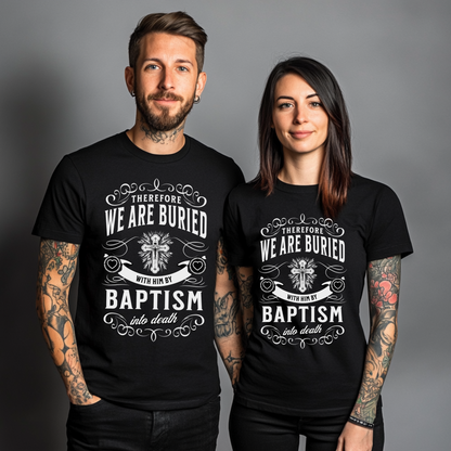 a couple wearing unisex christian tshirts for men and women