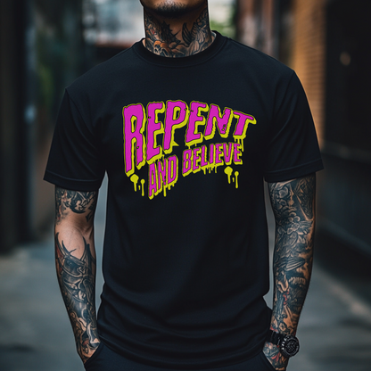 tattooed christian shirts repent and believe alt christians