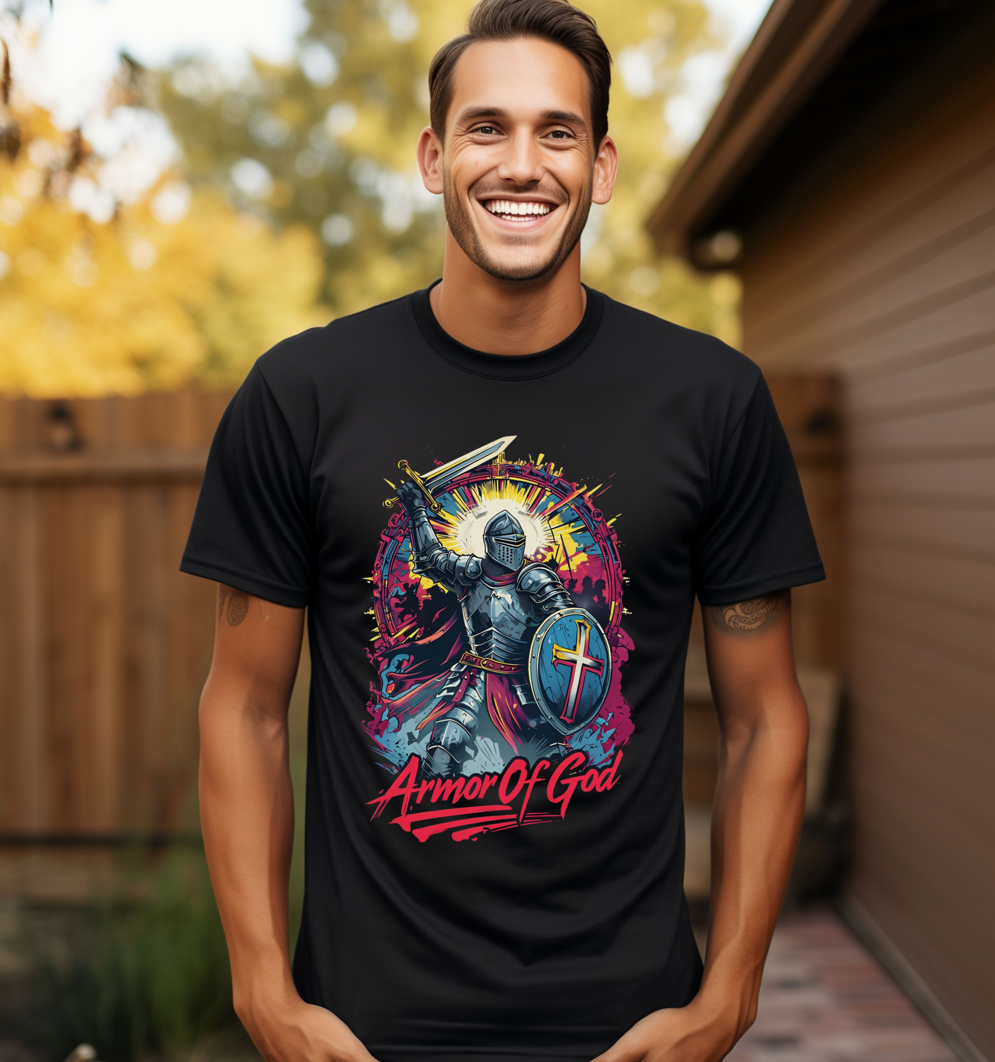 Christian mens shirt armor of god warrior shirt