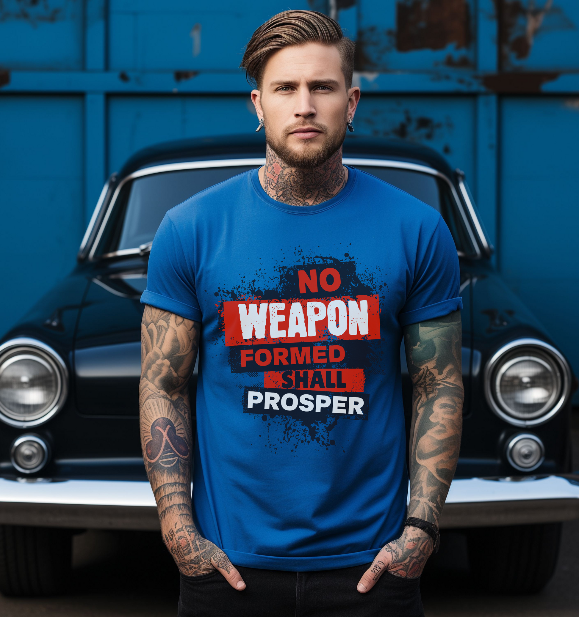 no weapon formed shall prosper mens christian graphic tee