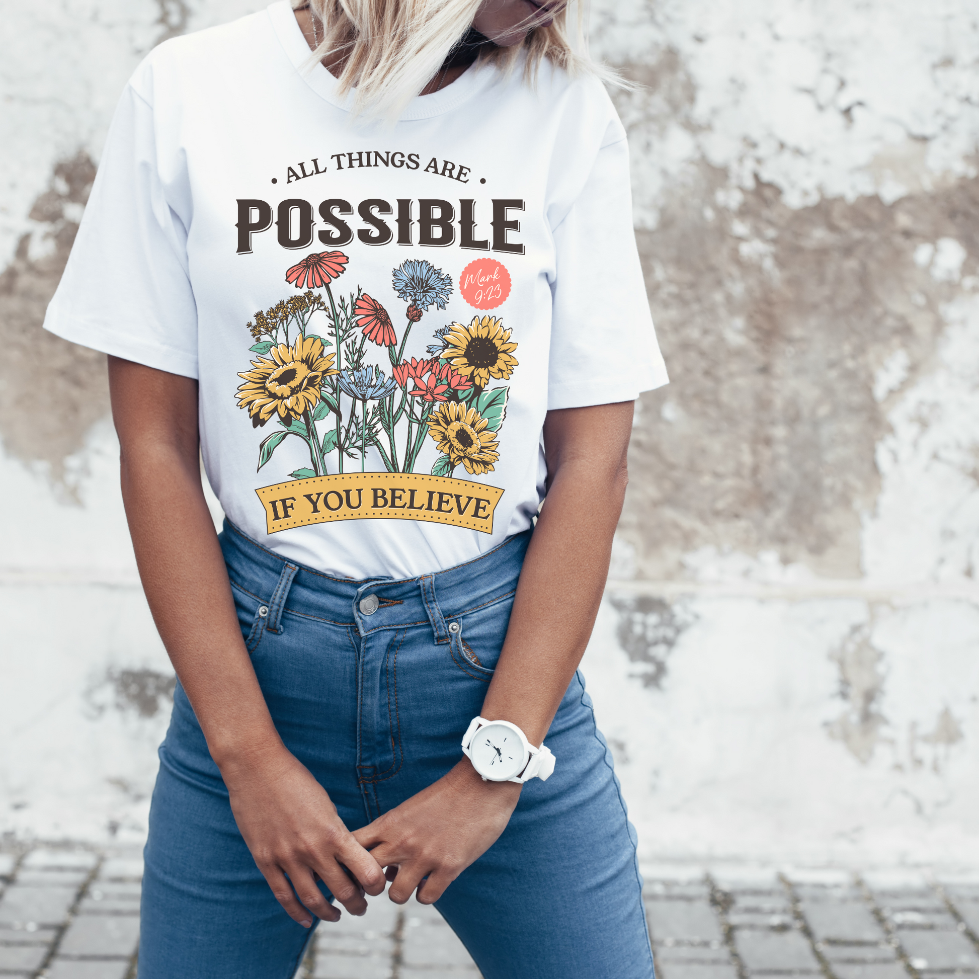 a trendy woman wearing cute christian apparel for women