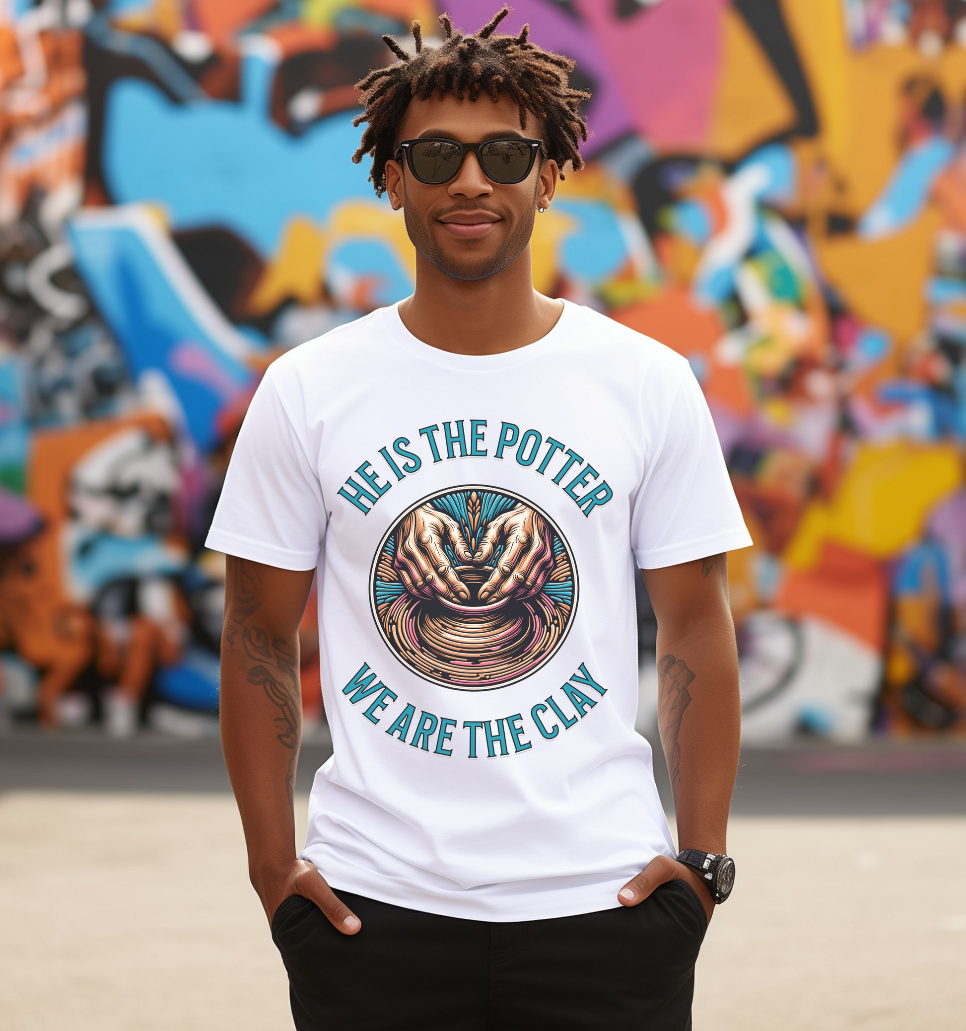 man wearing modern christian apparel tshirt