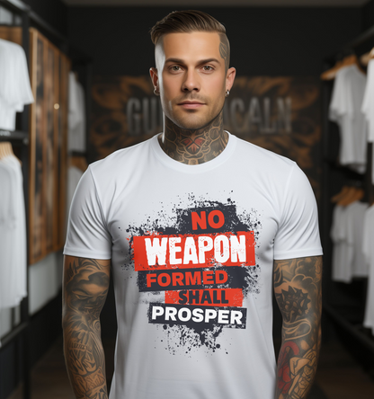"No Weapon Formed Shall Prosper" Graffiti Christian Streetwear T-shirt