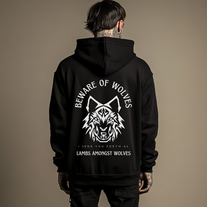 man wearing mens edgy christian hoodie from the alternative christian clothing brand revelation threadz