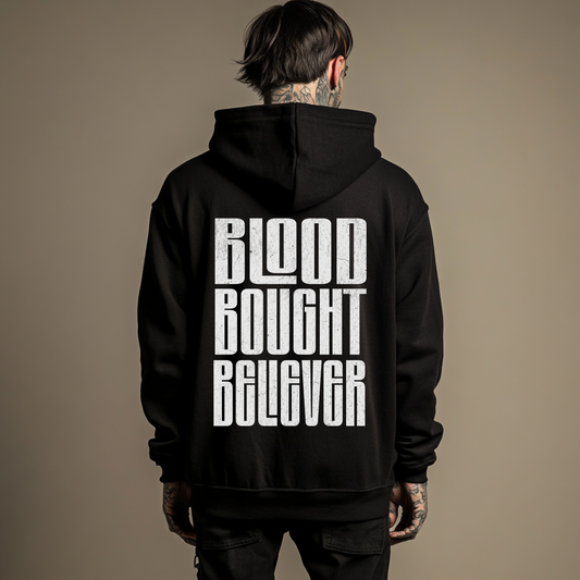 blood bought believer alternative christian hoodie for men