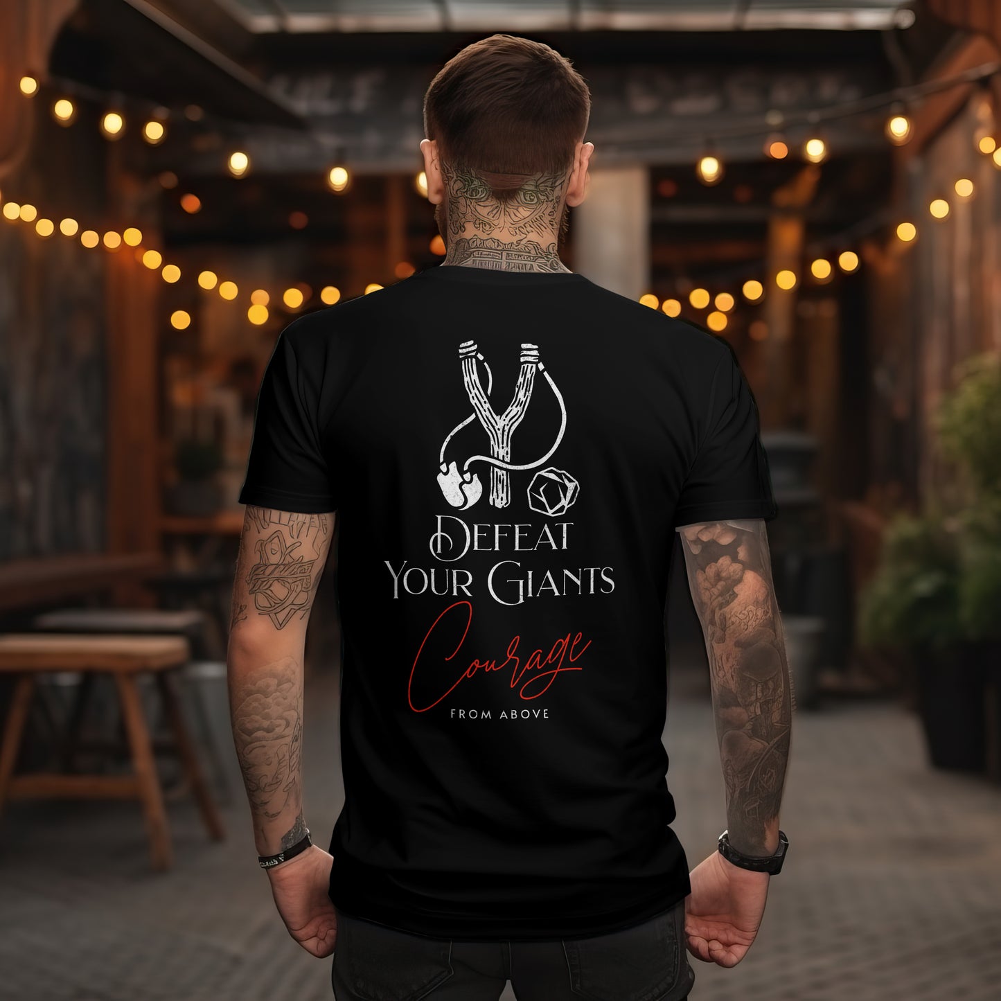 Defeat Your Giants-Men's Christian T-Shirt