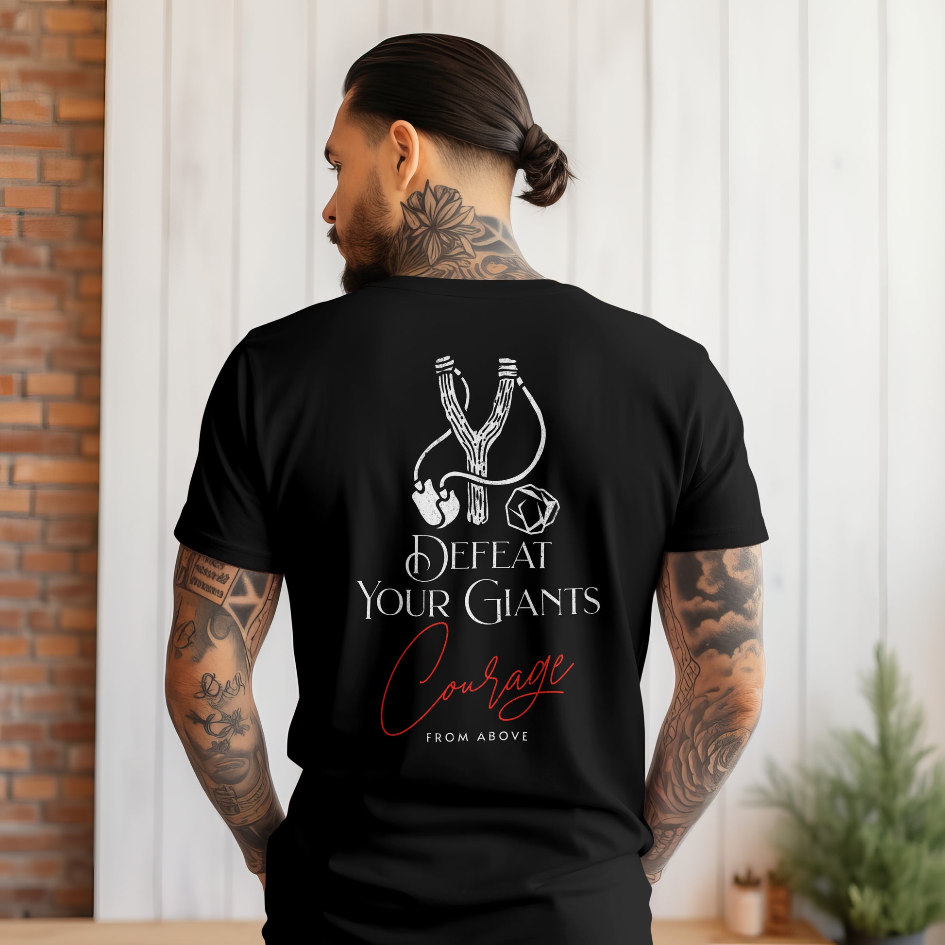 christian streetwear tshirt, slingshot tshirt, defeat your giants
