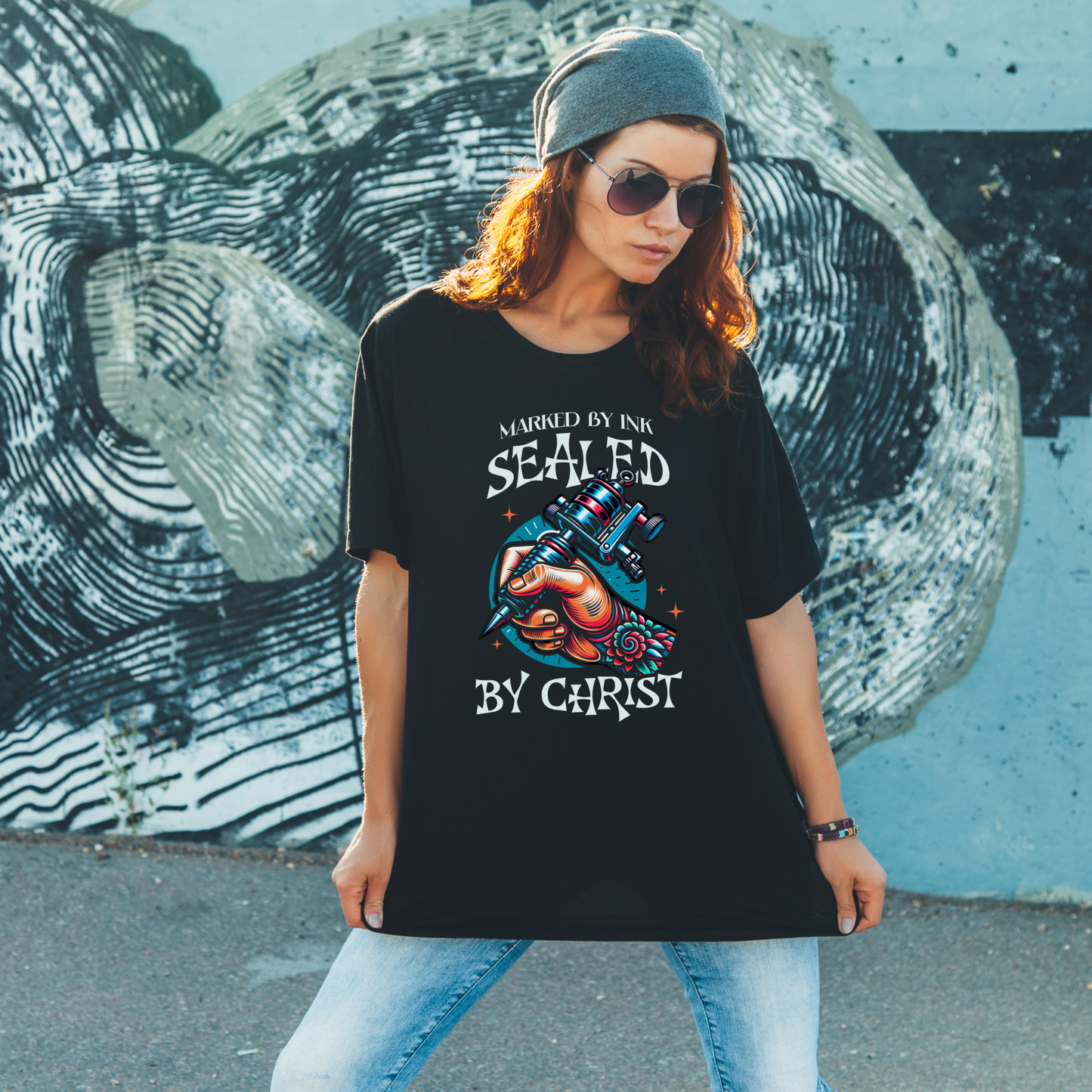 black alternative christian tee for tattooed people