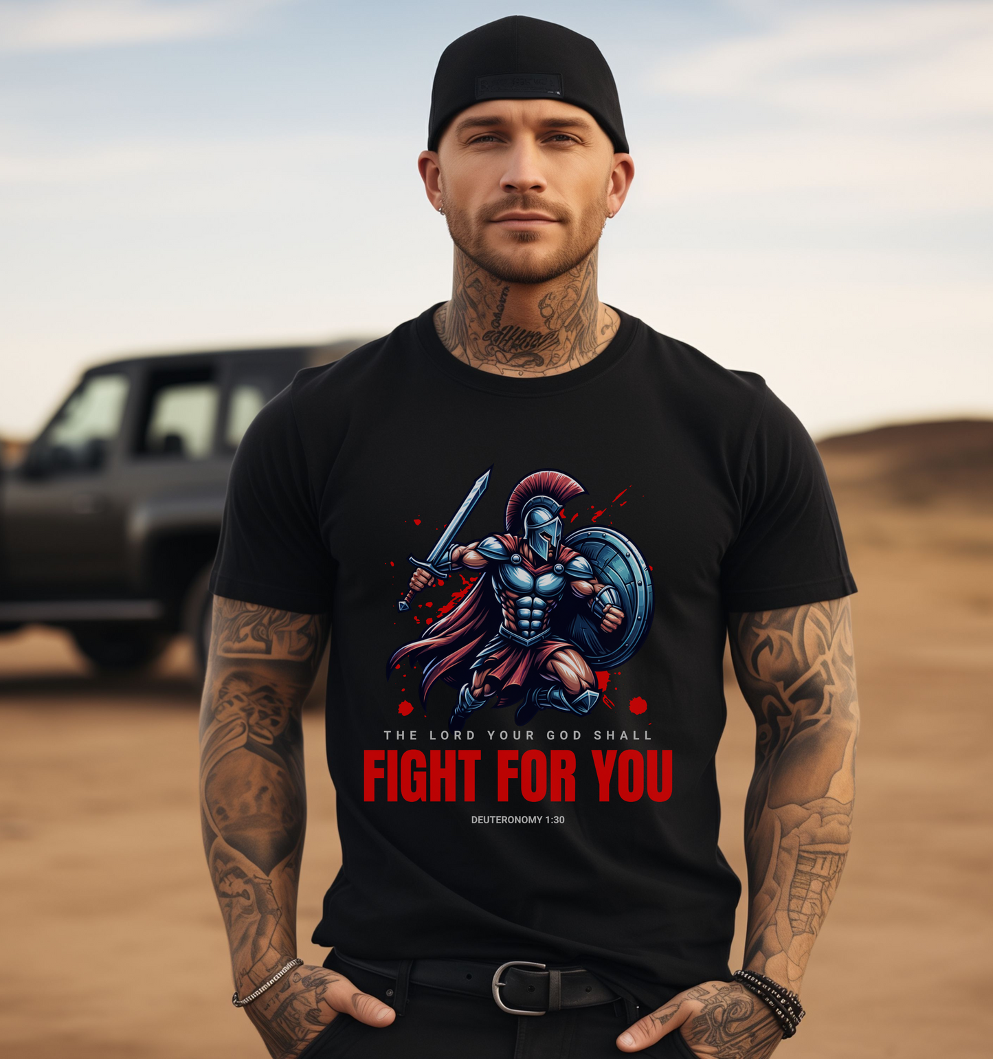 mens christian graphic tee, roman warrior shirt, spiritual warfare shirt for men