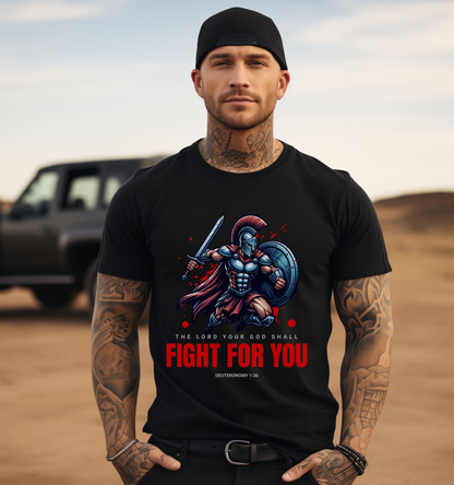 mens christian graphic tee, roman warrior shirt, spiritual warfare shirt for men