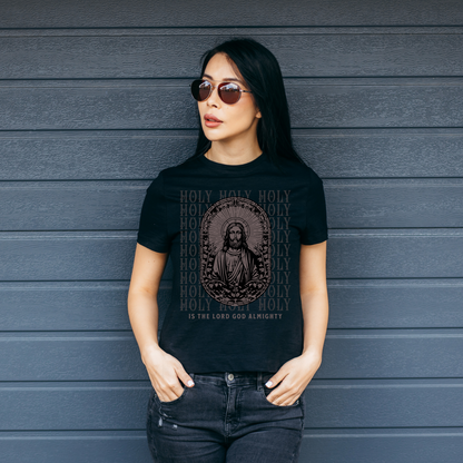 womens black short sleeve religious tshirt, revelation bible shirt